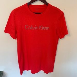 Red Calvin Klein Logo Tee